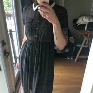 Dress Closet Size M Polka-Dot Midi Shirt Dress